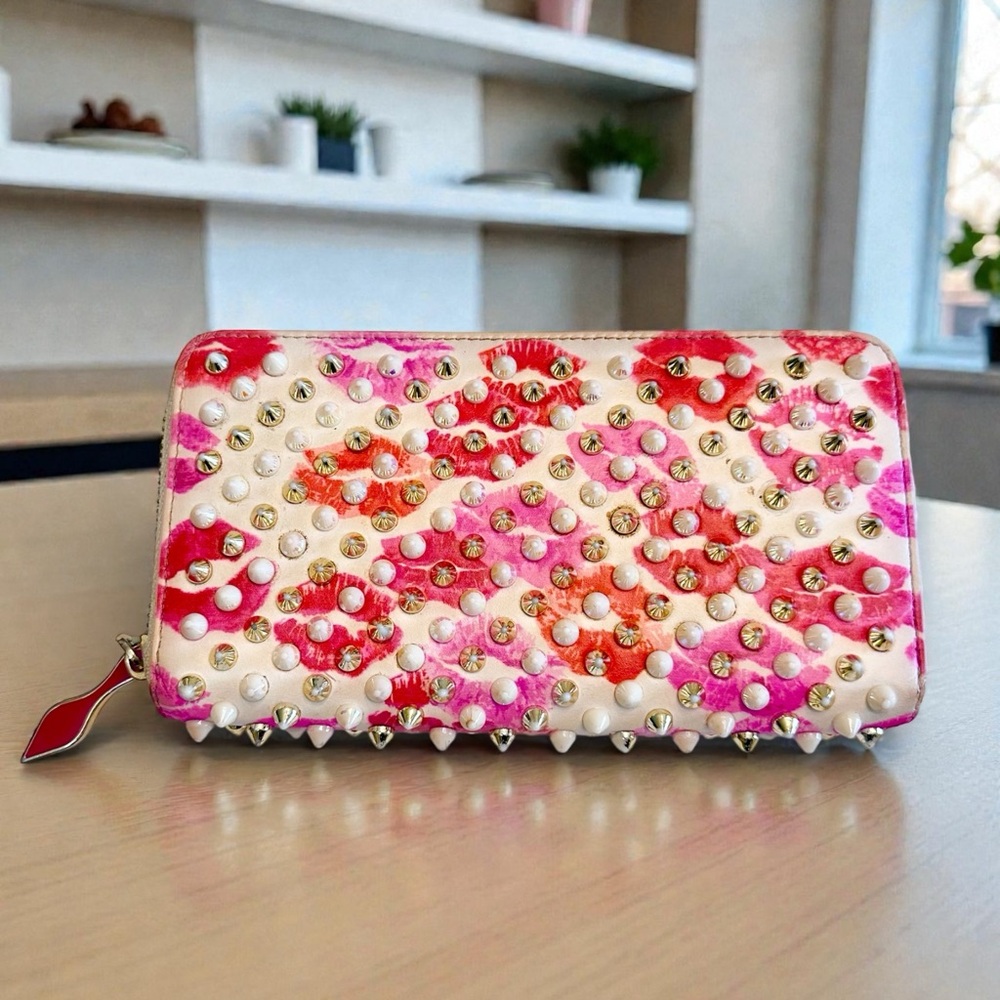 Christian Louboutin Studdded Lips design Zippy Wallet